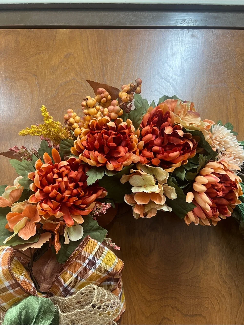 Autumn 'Give Thanks' Harvest Wreath with Orange Blooms